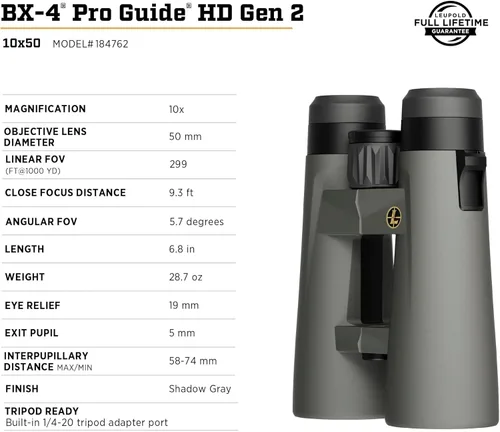 Miniatura 6 de Leupold BX-4 Pro Guide HD binoculares, 10x50mm Gen 2 (184762)