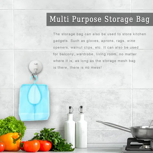 Miniatura 2 de Bolsa de malla multiusos para colgar con colgador para calcetines, medias, brasier, ropa interior, baño (azul)