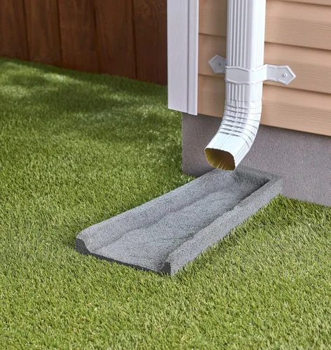 Rubberific Bloque de salpicaduras de goma de alta calidad, protector de lluvia, extensor de drenaje con textura de piedra (gris)