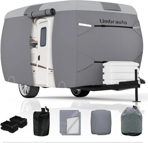 Miniatura 36 de Umbrauto Cubierta para caravana de 5ª rueda de 28 a 31 pies, 7 capas superiores extra gruesa, cubierta de quinta rueda, impermeable, resistente al