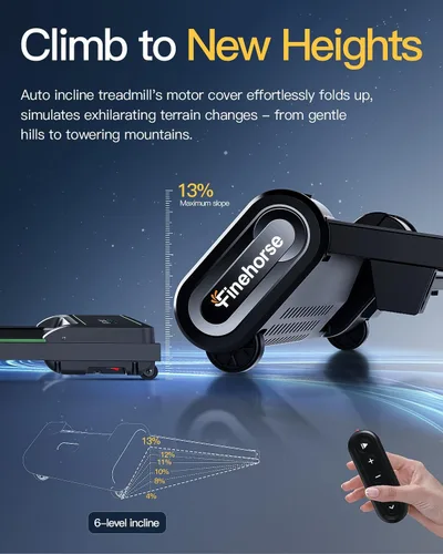 Miniatura 3 de FINEHORSE - Cinta de rodadura con inclinación automática, 6 en 1 para debajo del escritorio, caminadora con 6 niveles de inclinación, caminadoras