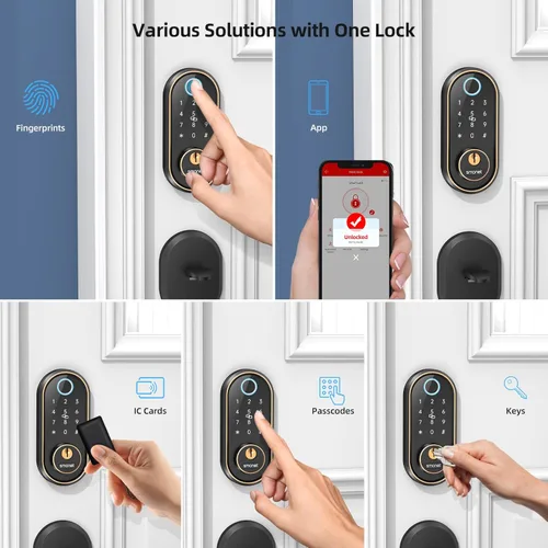 Miniatura 3 de Cerrojo de puerta inteligente con entrada sin llave - Cerradura de puerta electrónica con huella digital, teclado táctil SMONET