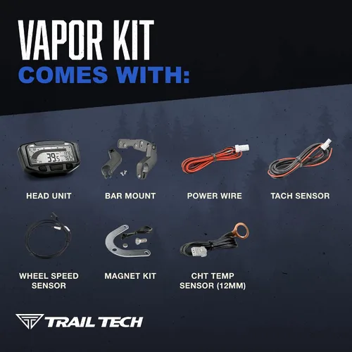 Miniatura 4 de Trail Tech 752-115 Kit de medidor de tacómetro digital de vapor, 1984-2015 Honda Yamaha TRX TW Raptor Wolverine