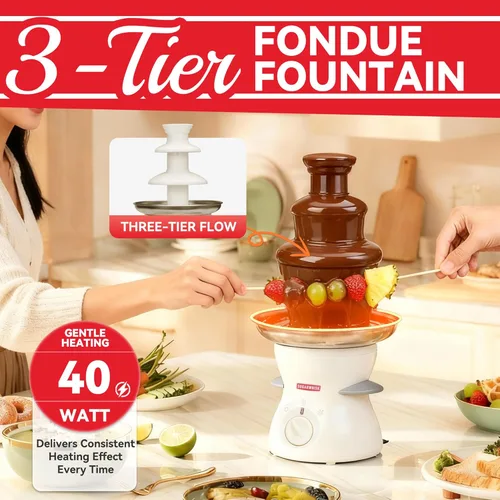 Miniatura 2 de SugarWhisk Mini máquina de fuente de chocolate de 3 niveles, fácil de usar y limpiar, ideal para fiestas, eventos y bodas, capacidad de 22 onzas