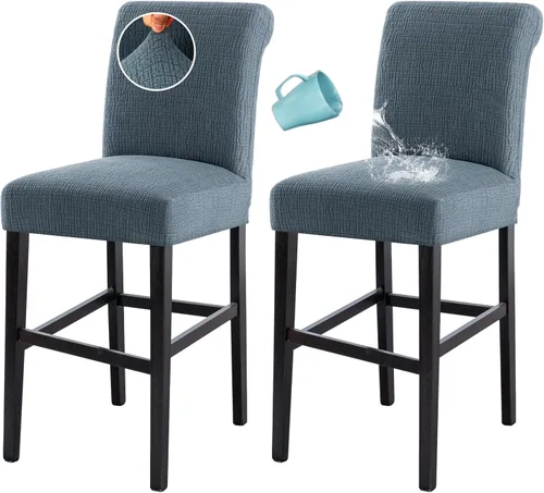 Miniatura 20 de H.VERSAILTEX Funda para taburete de bar 100% impermeable, elástica, funda para taburete de mostrador, funda para silla de pub, para comedor
