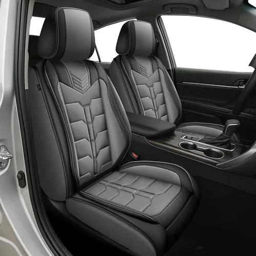 Miniatura 19 de IKABEVEM Fundas de asiento para Nissan Pathfinder 2011-2024 2025 2026, 2 piezas, fundas de asiento delantero de automóvil, de piel sintética