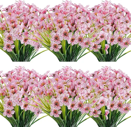 Miniatura 20 de JEMONG - 20 paquetes de flores artificiales para exteriores, resistentes a los rayos UV, flores falsas que no se decoloran, plantas de plástico