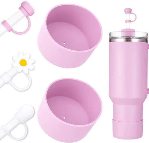 Juego de funda para botas y pajilla, 2 fundas de silicona, 3 tapas de pajita, protector inferior para Stanley Cup H2.0 30 oz y 40 oz, coincidencia