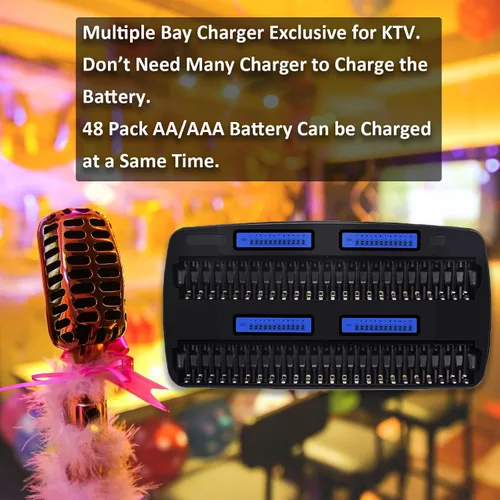 Miniatura 8 de Cargador de batería AA AAA grande de 48 bahías Pantalla LCD inteligente para 1.2 V doble A y triple A Ni-MH Ni-CD múltiples baterías recargables a