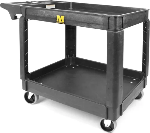 MaxWorks 80855 Carrito de PP de servicio utilitario de 500 libras con dos bandejas y ruedas 30 pulgadas x 16 pulgadas Dimensiones totales
