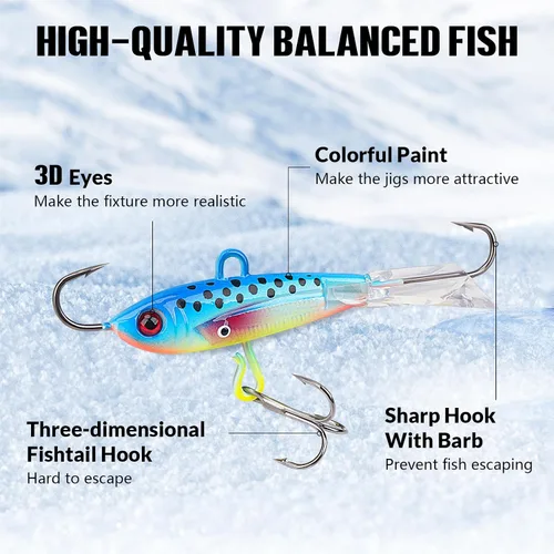 Miniatura 3 de THKFISH: Señuelos de pesca en hielo, plantillas de pesca en hielo, equipo de pesca en hielo, señuelos duros y plantillas de pesca Walleye, kit