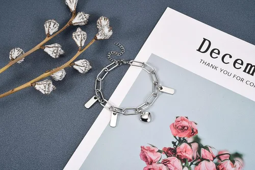 Miniatura 6 de Top Plaza Pulseras de cadena delicadas para mujeres y niñas, pulsera de corazón de eslabones ajustables con dijes personalizables, pulseras