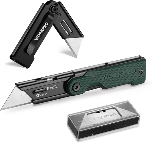 Miniatura 15 de WORKPRO Juego de cuchillos de bolsillo plegables de cambio rápido de 3 piezas con clip para cinturón