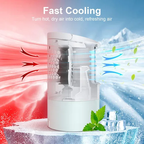 Miniatura 3 de Ventilador de aire acondicionado portátil, enfriador de aire evaporativo personal para habitación pequeña, aire acondicionado portátil con 3