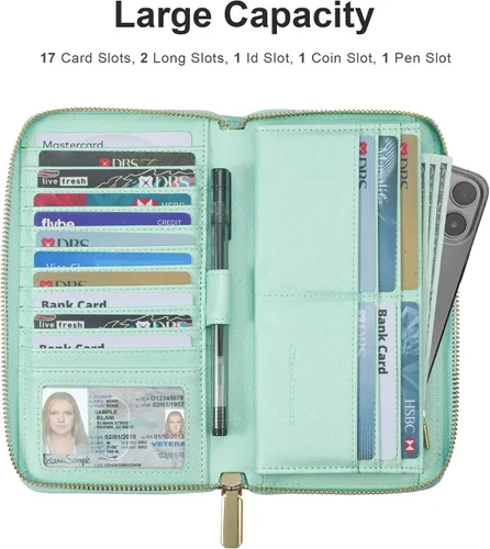 Miniatura 2 de Chelmon - Monedero para mujer de cuero genuino con bloqueo de señal RFID, para tarjetas de crédito
