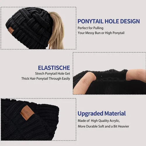 Miniatura 4 de Rosoz 1 y 2 paquetes de gorros de invierno para mujer