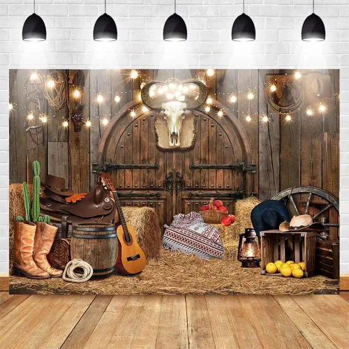 Miniatura 3 de Mocsicka Fondo del Salvaje Oeste, luces rústicas, fondo de fotografía de casa de granero, fondo de fotografía de vaquero occidental, decoración