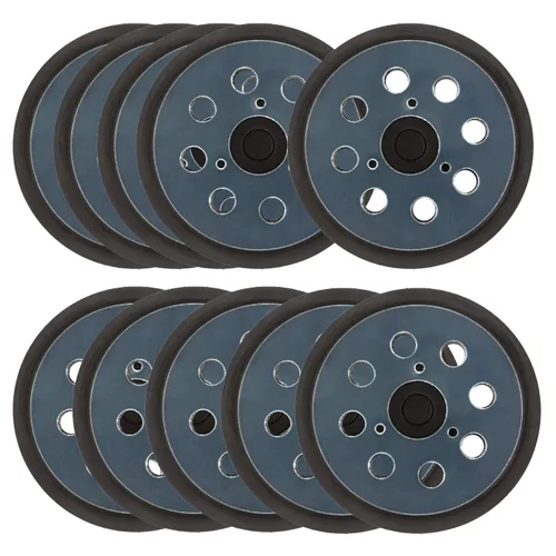 Miniatura 7 de Paquete de 4 almohadillas de lijadora de repuesto de 5 pulgadas y 8 agujeros de 5 pulgadas, placas de soporte de lijado de gancho y bucle