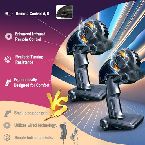 Miniatura 2 de Juegos de pistas de carreras de coches de ranura eléctrico a control remoto para niños, juego de carreras eléctrico recargable con controladores