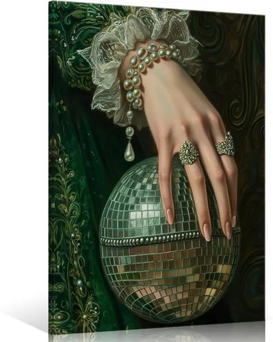 Miniatura 11 de Pintura retro de chica con estilo vintage en lienzo con estampado de rosas, póster estético antiguo, chica victoriana de estilo moody, arte de pared