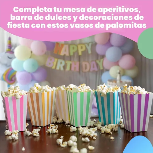 Miniatura 3 de Mini cajas de palomitas de maíz y dulces para cumpleaños, despedida de soltera y baby shower, diseño de rayas surtido, 36