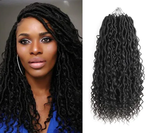 Miniatura 19 de Aipin Goddess Cabello de Ganchillo de 18 Pulgadas Boho River Locs Hippie Locs Ondulado de Ganchillo Con Cabello Rizado en el Medio y Extremos 613