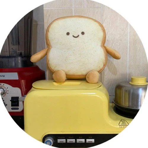 Miniatura 5 de OUKEYI Almohada de pan tostado, divertido juguete de felpa con forma de pan, expresión facial, suave tostada para niños, adultos, regalo