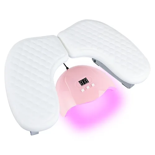 Miniatura 11 de Reposabrazos para tecnología de uñas, piel sintética, diseño de pez, para manicura y pedicura, color rosa