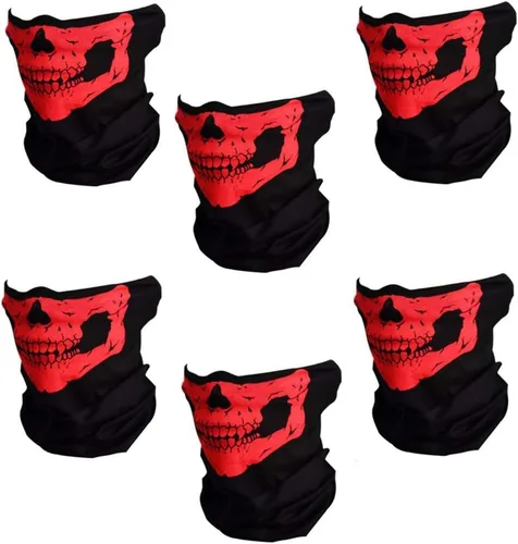 Paquete de 6 bandanas de calavera para hombres, polainas de cuello para mujeres, máscara facial para motocicleta, protección contra el polvo y el