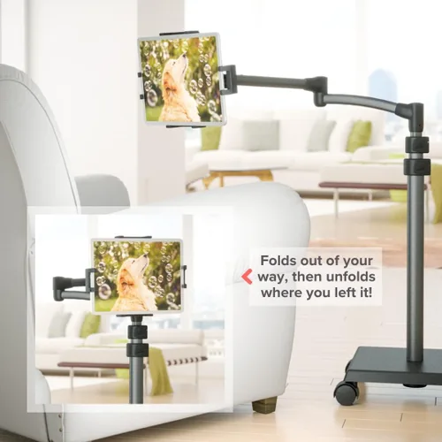 Miniatura 4 de Levo G2 Soporte Premium para Tablet en el Piso con Brazo Ajustable de 5 Ejes para iPad, Kindle, Samsung – Rango de Altura 30–56 Pulgadas – Lectura