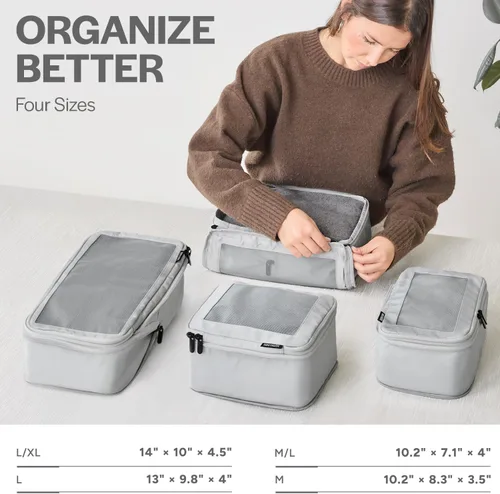 Miniatura 3 de Aerotrunk Cubos de embalaje de compresión para viajes, bolsas organizadoras de equipaje, cubos de embalaje con doble cremallera para maletas
