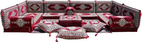 Miniatura 59 de arabicsofa Cojines de piso árabe en forma de U – Sofá tradicional Majlis con sofá otomano
