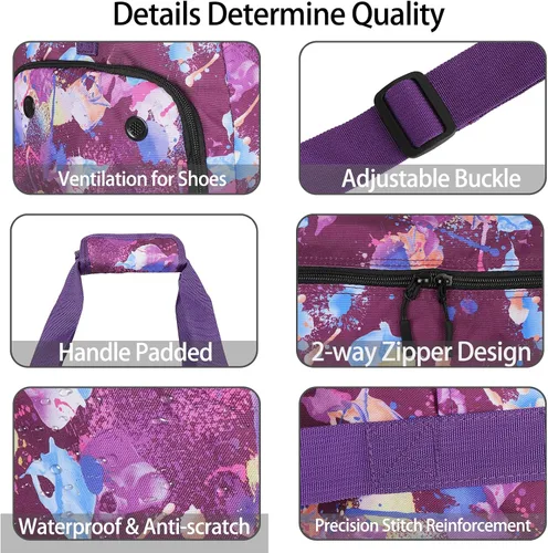 Miniatura 4 de Goloni Bonita bolsa de lona para mujer, bolsa de gimnasio con compartimento para zapatos, bolsa de lona ligera de viaje de fin de semana, bolsa