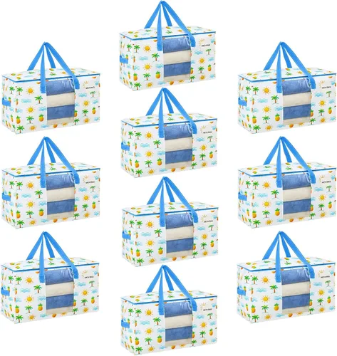Miniatura 12 de VENO Paquete de 4 bolsas de mudanza resistentes, bolsas de almacenamiento de ropa y edredón con ventana transparente, suministros de embalaje