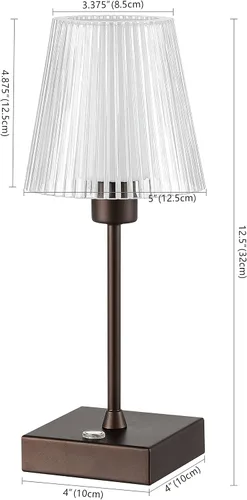 Miniatura 6 de JONATHAN Y JYL7225A - Lámpara LED recargable portátil de bronce aceitado de 12.5 pulgadas, con pantalla acrílica acanalada transparente, regulable