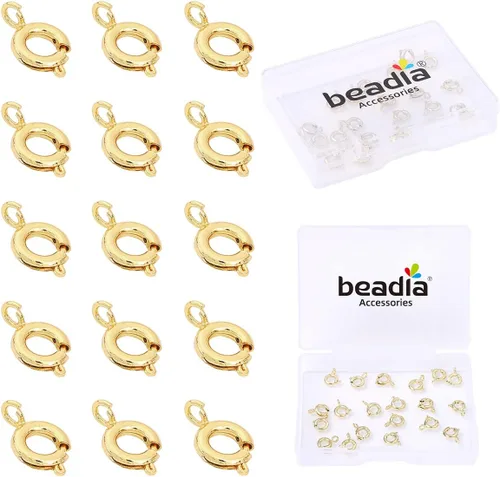 Miniatura 11 de BEADIA Cierres de langosta chapados en oro de 18 quilates que no se deslustran de 0.394 in, 20 piezas para hallazgos de fabricación de joyas Cierres