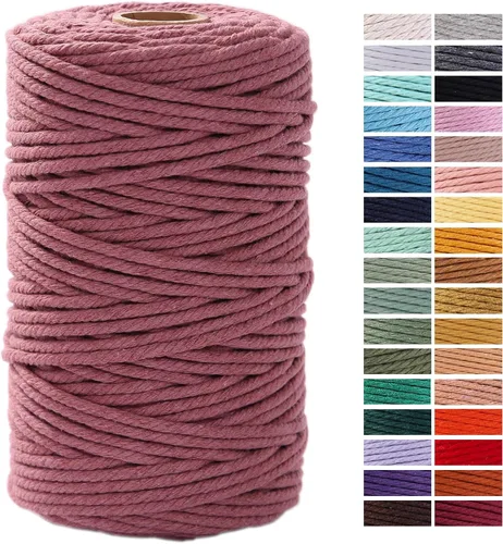 Miniatura 78 de Cuerda de Macramé Gris Claro 3mm x 109 Yardas, Cuerda de Algodón de Colores Cuerda para Manualidades Cuerda de Algodón Colorida para Colgar