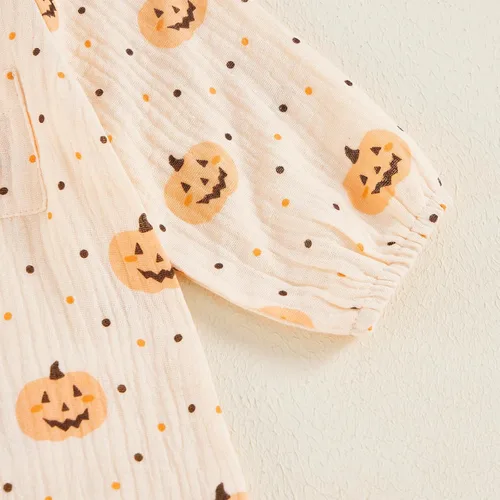 Miniatura 70 de Disfraz de Halloween para bebé niño y niña, mameluco de manga larga con diseño de calabaza, mameluco para Halloween