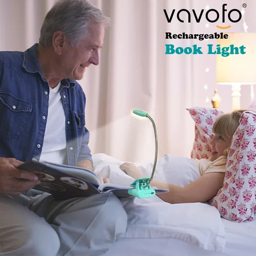 Miniatura 6 de VAVOFO Luz de libro con clip para cama para niños, 7 luces LED de lectura con 9 niveles de luz blanca cálida fría luz de día, lámpara de cuidado