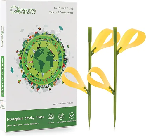 Miniatura 12 de Garsum Trampa para Moscas de la Fruta Amarilla Pegajosa 18 piezas Matamoscas de Hongos para Plantas de Interior y Exterior Atrapador de Insectos