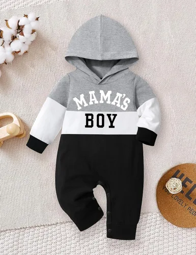 Miniatura 4 de Ropa de bebé niño, ropa de bebé con estampado de letras de manga larga con capucha para bebé niño