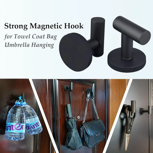 Miniatura 6 de ULIBERMAGNET Ganchos magnéticos fuertes para abrigo, gancho de imanes recubiertos de goma resistente para metal, puerta, parrilla, refrigerador