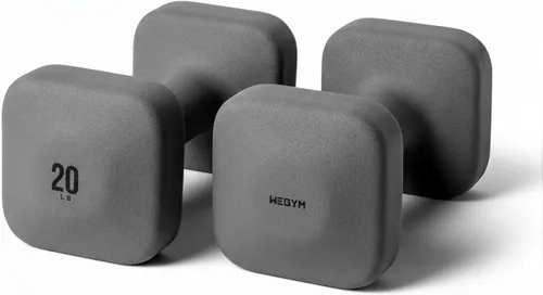 Miniatura 35 de WeGym SafeGrip Square Dumbbells with Anti Slip Handles, Aesthetic Free Weights for Home Workouts, Stable Design Prevents Rolling during Floor