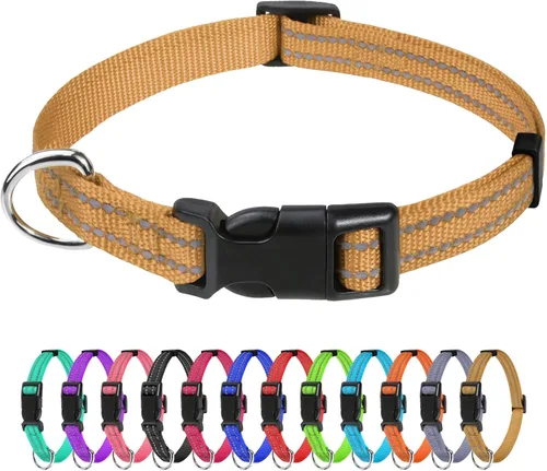 Miniatura 48 de TagME Collares de nailon reflectantes para perros, collar ajustable clásico para mascotas con hebilla de liberación rápida para perros pequeños