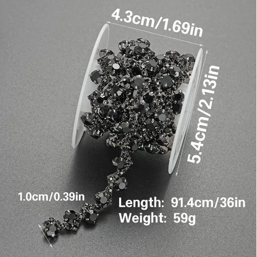 Miniatura 2 de Jerler Borde de diamantes de imitación, aplique de cadena de diamantes de imitación, ideal para decoración de bricolaje y adornos de ropa de boda