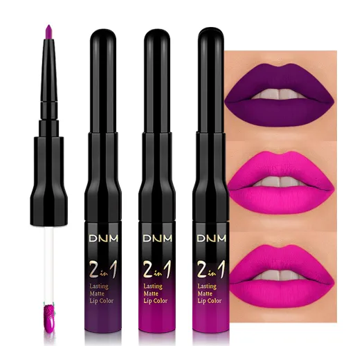 Miniatura 31 de evpct 3 Piezas Delineador de Labios Mate Ciruela Oscuro Morado Rosa Rojo Oscuro y Juegos de Lápiz Labial Líquido para Mujeres de Larga Duración