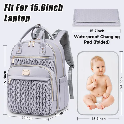 Miniatura 2 de Tealari Mochila para pañales, elegante bolsa de pañales para bebé, mochila impermeable para pañales de viaje, bolsas de bebé con cambiador, correas