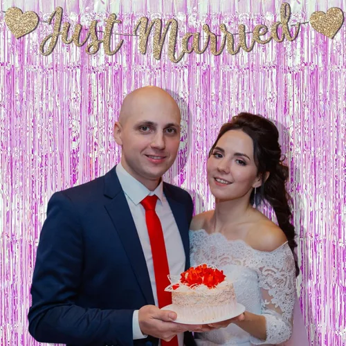 Miniatura 6 de BRAVESHINE - Fondos de flecos de papel de aluminio iridiscente, 2 cortinas metálicas de 3.2 x 6.5 pies para fotos, para cumpleaños, boda