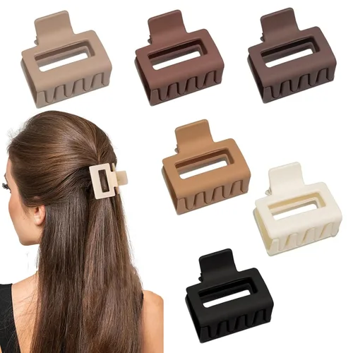 Miniatura 8 de Paquete de 6 pinzas para el cabello para mujeres y niñas, rectángulo mediano de 2 pulgadas, pinzas pequeñas para cabello fino o grueso medio