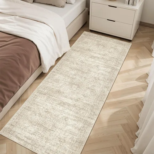 Miniatura 118 de Alfombra de pasillo Soalmost 2'6" x 10' lavable, alfombra antideslizante para cocina, baño, lavandería, alfombras vintage ultra delgadas para Beige